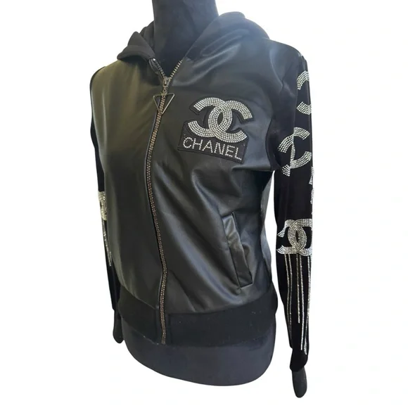 CC Black Bomber Jacket with Silver Details - Picture 8 of 12